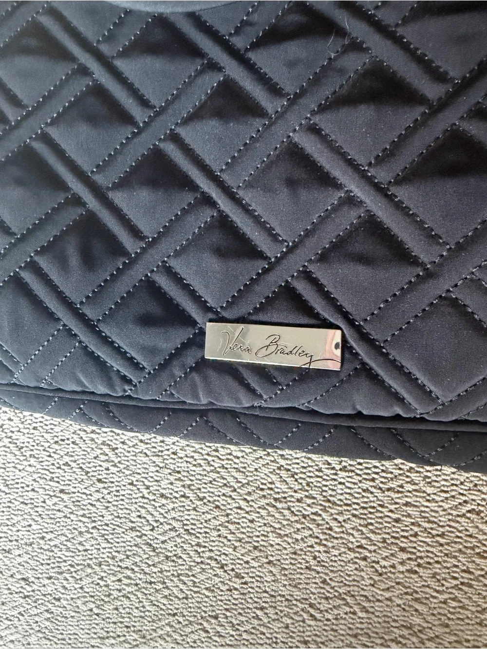 Vera Bradley Black Quilted Laptop Bag Briefcase Crossbody Work Commuter Tote